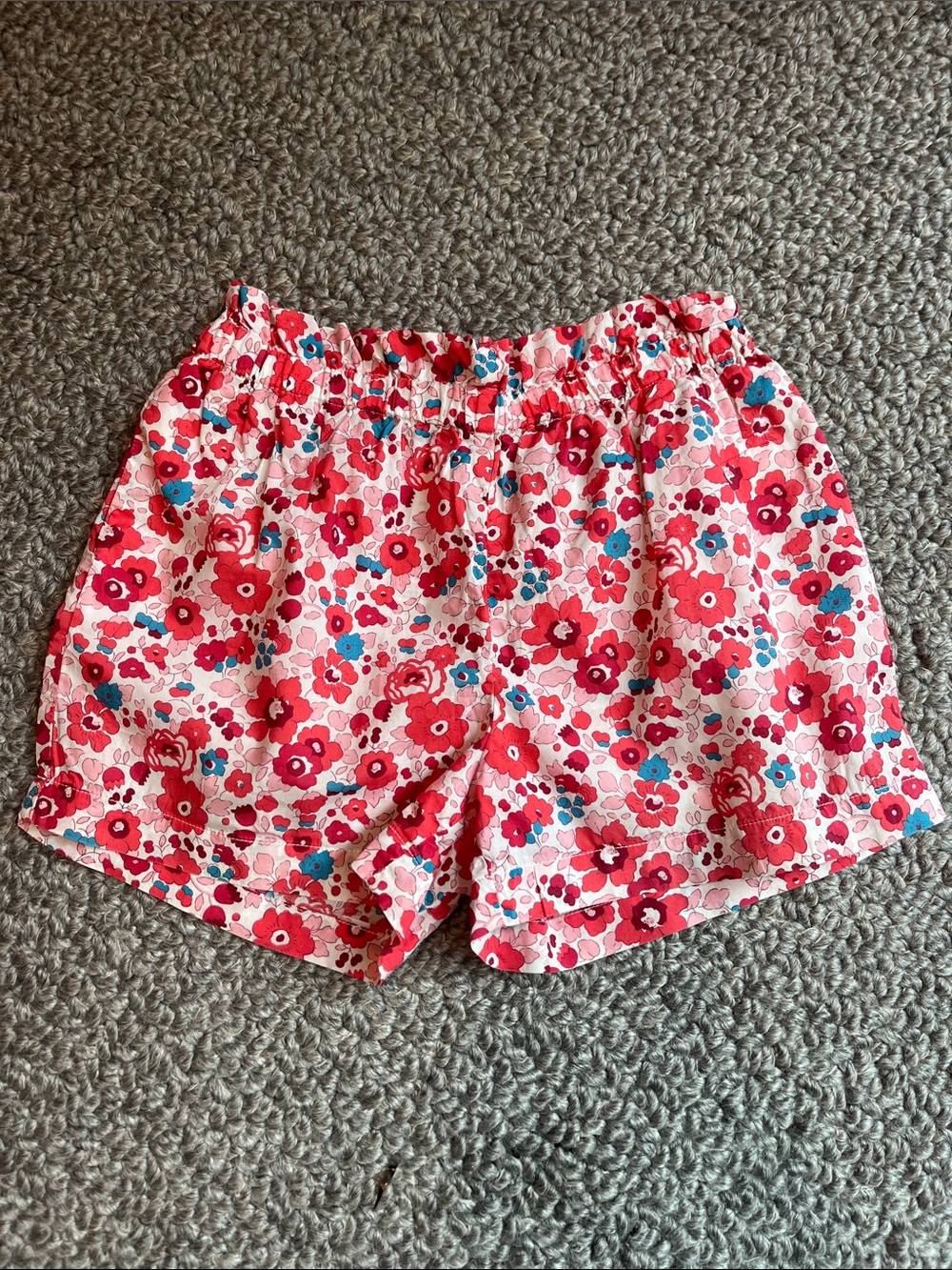 Jacadi liberty Floral Elastic-Waist Shorts with Red Flowers